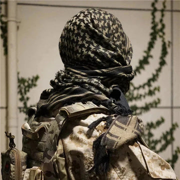 pure cotton tactical scarf | khaki arabic shemagh | lightweight cotton neck gaiter | ultrasonic cleaning