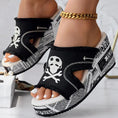 Newspaper Skull Original Hem Platform Wedge Slides - Anklet Not Included Meifu Market