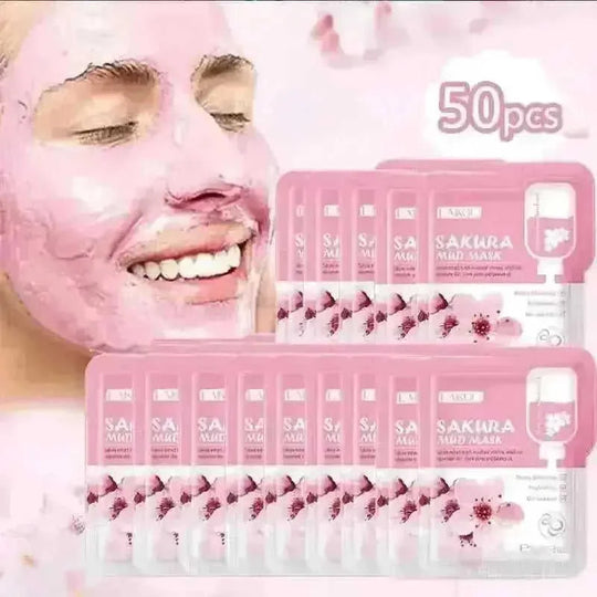 50pcs Japan Sakura Clay Mask for Face Deeply Cleansing Moisturizing Oil-Control Anti-Aging Wrinkle Pink Mud Mask Facial...