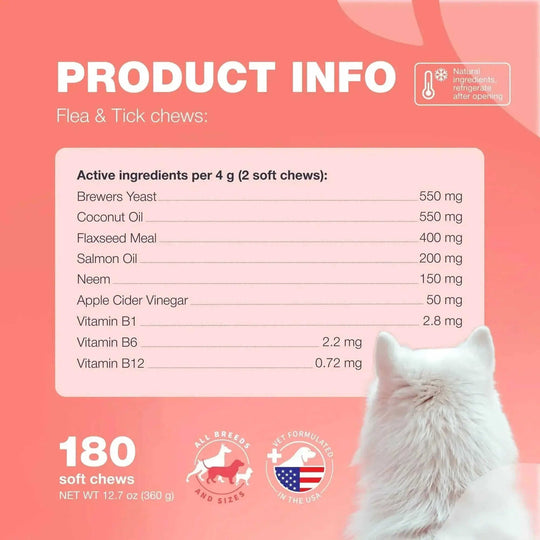 Dog Flea And Tick Treatment Chews FleaTick Prevention For Dogs Chewables Natural Dog Flea & Tick Control Soft Treats Immune Support Supplement Meifu Market
