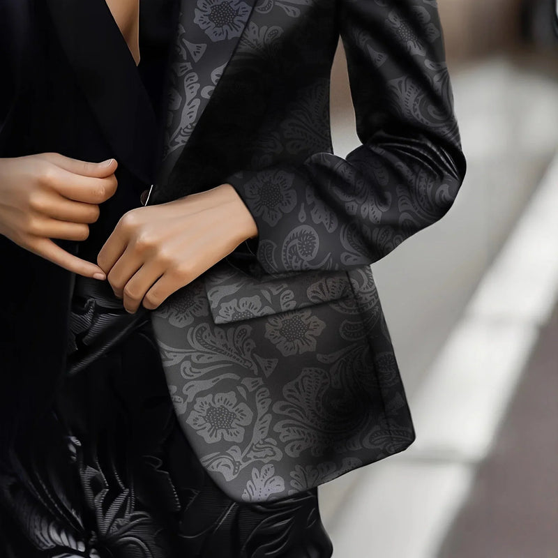 Printed Elegant All-matching Slim Fit Coat Meifu Market