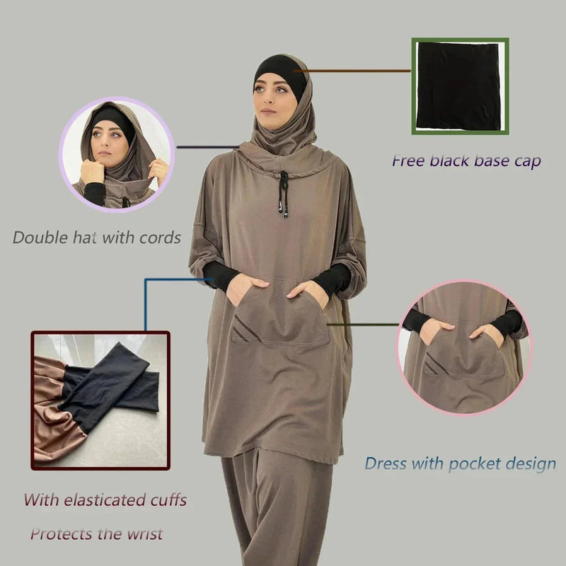 womens 2 piece tracksuit set | fleece loungewear set with pockets | hooded sweatshirt and jogger pants | energy saving