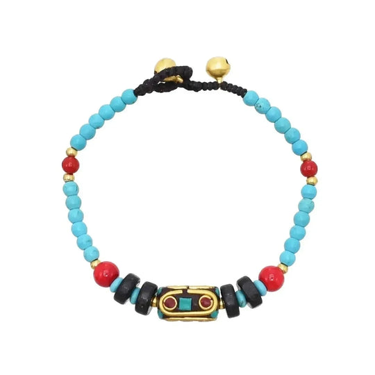 elastic turquoise bracelet | adjustable boho bangle | vintage tribal jewelry | energy saving