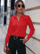 Commuter V-neck Long-sleeved Shirts Ins Fashion Solid Color Pullover Top Autumn And Spring Women's Clothing Meifu Market