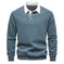Men's Fashion Casual Versatile Long Sleeves Polo Collar Sweater Navy Blue - packaging and presentation