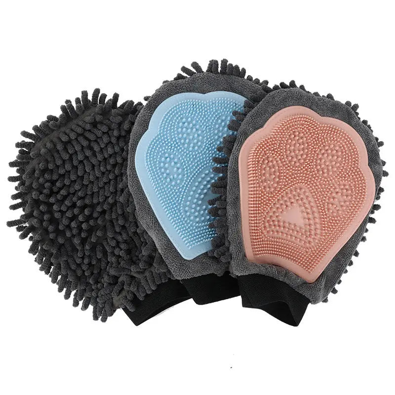 Pet Bathing Brush 2-in-1 Grooming Glove Elegant Dog Grooming Tool For Brushing, Massaging, And Drying Pet Grooming Kit For Dog Cat 2-Sided Bathing Brush Cleaning Massage Glove Meifu Market