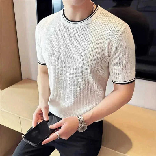 stretch cotton blend t-shirt | slim fit mens t-shirt | breathable knitted fabric | energy saving