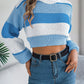 Casual Color-Block Lantern Sleeve Cropped Sweater Meifu Market