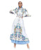 floral print maxi dress | puff sleeve lapel collar | button front long dress | ultrasonic cleaning