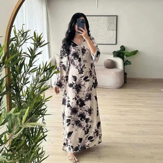 dubai printed kaftan | premium cotton fabric | long sleeve robe | energy saving