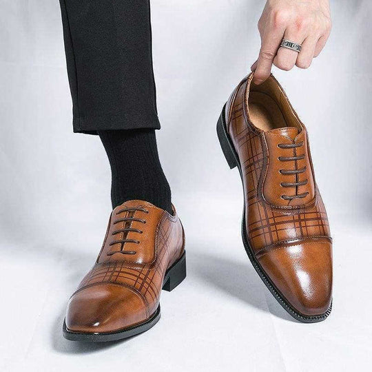 Square Toe Men's Breathable Business British Style Niche Leather Shoes Meifu Market
