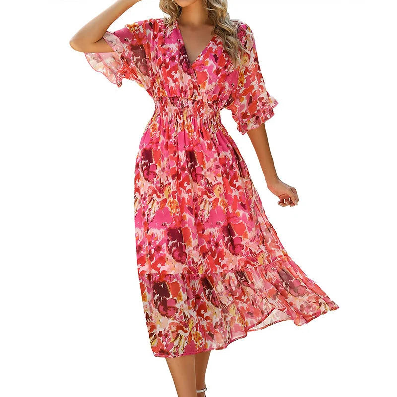 bohemian floral maxi dress | long sleeve floral dress | summer boho maxi dress | energy saving