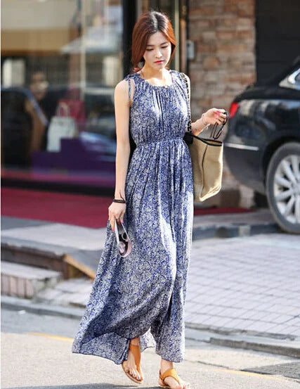 sleeveless floral maxi dress | summer floral maxi dress | lightweight maxi dress | energy saving