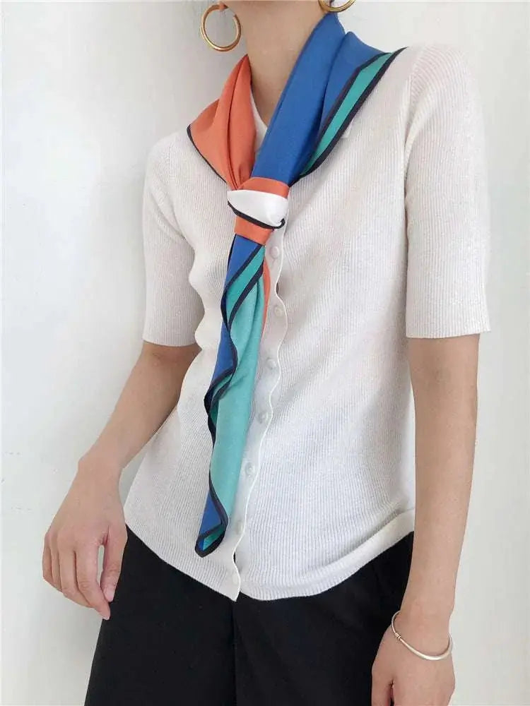 silk twill scarf | geometric print shawl | sunscreen silk scarf | ultrasonic cleaning