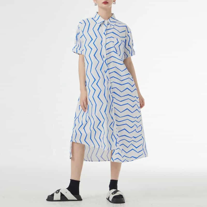 lightweight cotton fabric | breathable summer dress | striped shirt dress | energy saving