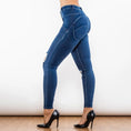 ripped blue jeggings | middle waist jeans | high stretch denim | ultrasonic cleaning