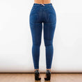 ripped blue jeggings | middle waist jeans | high stretch denim | energy saving