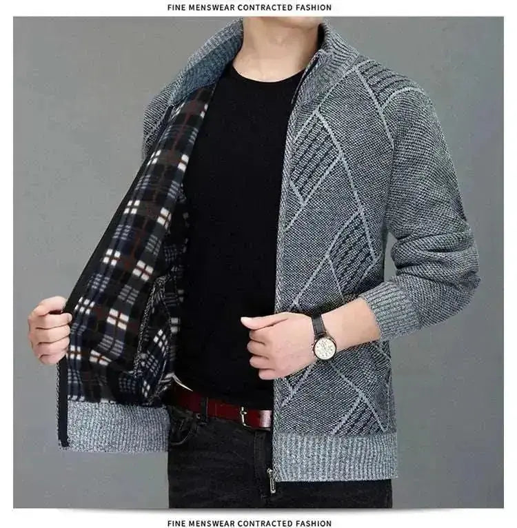 cashmere blend cardigan | thick knitted jacket | mens zipper sweater | energy saving