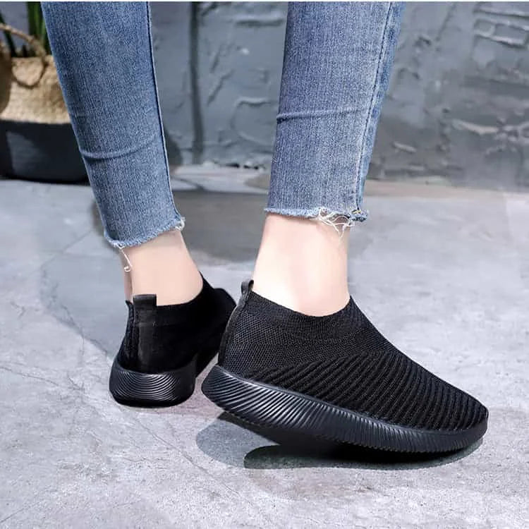 stretch mesh flats | breathable slip-on shoes | soft sole footwear | ultrasonic cleaning