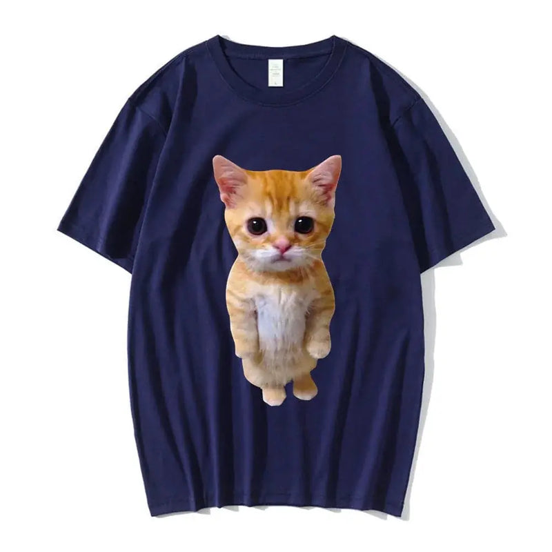 sad crying cat t-shirt | munchkin kitty graphic tee | soft cotton cat meme shirt | ultrasonic cleaning