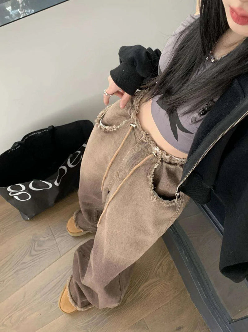 high-waisted wide leg pants | drawstring waistband pants | straight leg trousers | energy saving