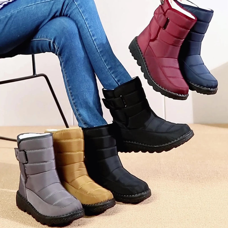 waterproof snow boots | warm plush lining | low heel ankle boots | energy saving