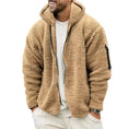 men fleece jacket | double-sided zipper coat | plush hooded jacket | ultrasonic cleaning
