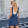 denim overall dress with pockets | mid-length summer dress | womens sling dress | energy saving
