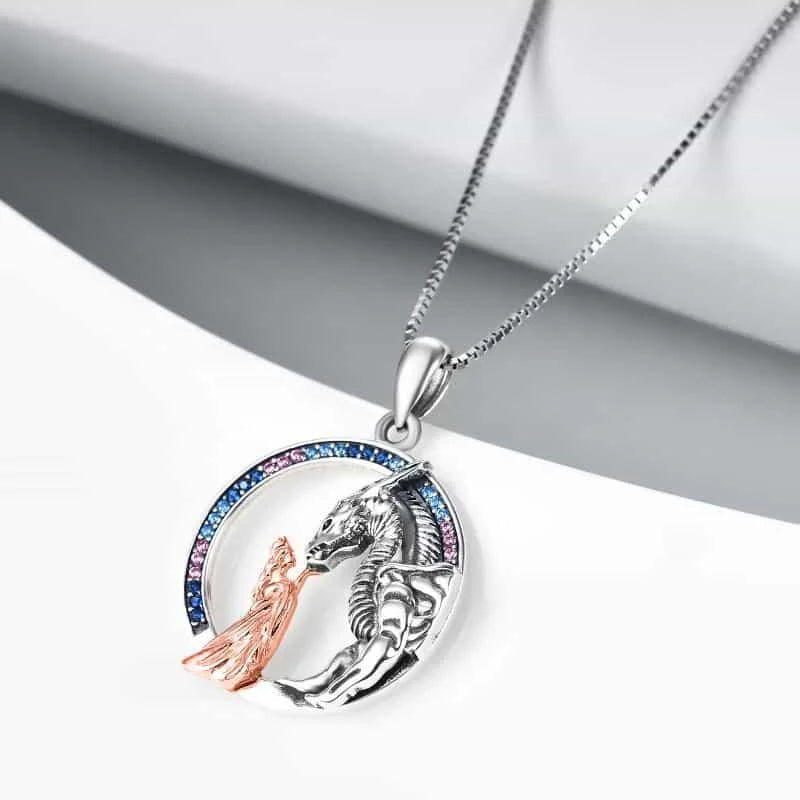 sterling silver necklace | dragon queen jewelry | princess stroking necklace | energy saving
