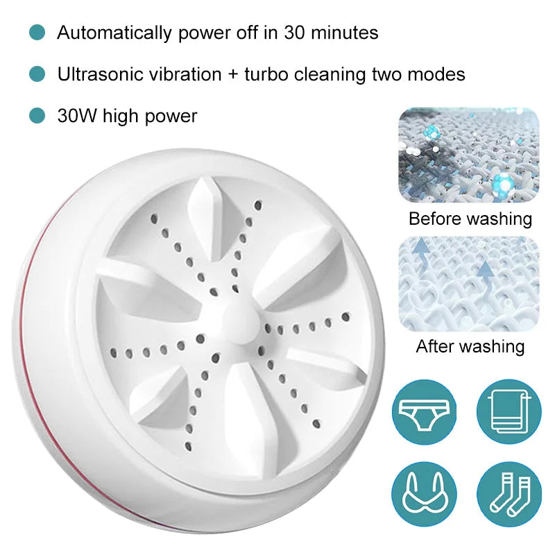portable turbine washing machine | compact mini washer | lightweight laundry appliance | ultrasonic cleaning