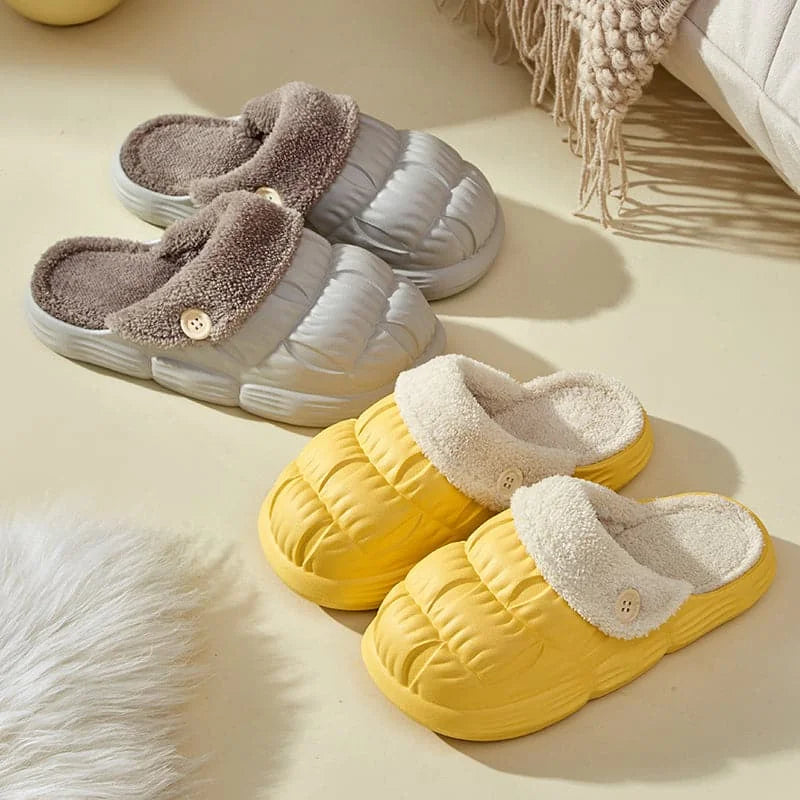 removable fluffy slippers | waterproof house shoes | non-slip indoor footwear | energy saving