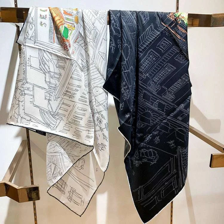 silk scarf for women | large square silk scarf | 90cm silk scarf | energy saving