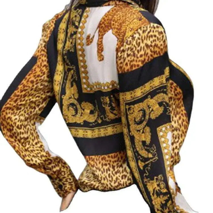 elegant print blouse | loose crop shirt | ladies button down top | ultrasonic cleaning