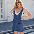 denim overall dress with pockets | mid-length summer dress | womens sling dress | energy saving