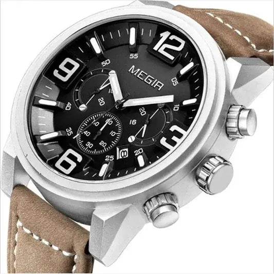 Men's Luminous Waterproof Sports Watch – Three-Eye Dial Design