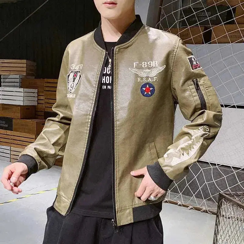 men motorcycle leather jacket | embroidered biker jacket | stylish riding jacket | energy saving