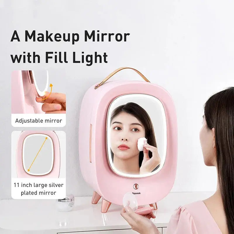 makeup refrigerator for skincare | mini beauty fridge | cosmetic storage cooler | ultrasonic cleaning