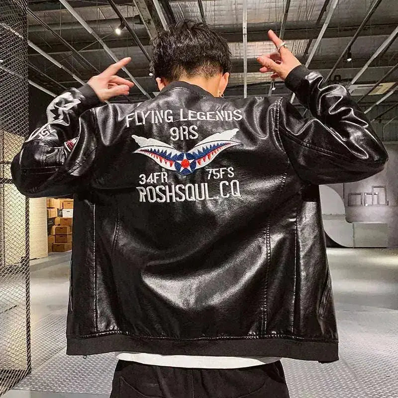 men motorcycle leather jacket | embroidered biker jacket | stylish riding jacket | energy saving