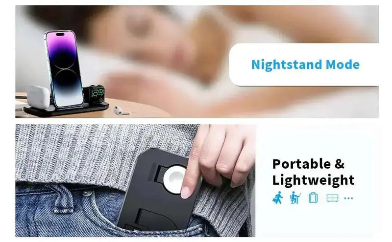 3 in 1 Wireless Charger Pad Stand For iPhone 14 13 12 11 Apple Watch Fast Charging Dock Station for Airpods IWatch Phone Holder - Meifu Market