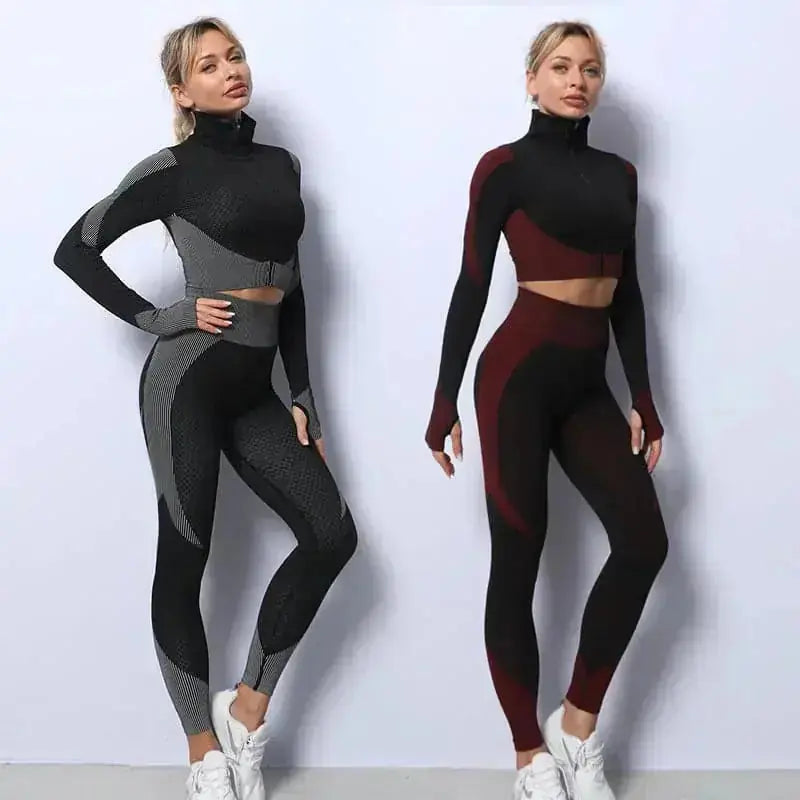 seamless yoga set | high-waisted leggings | breathable crop top | ultrasonic cleaning