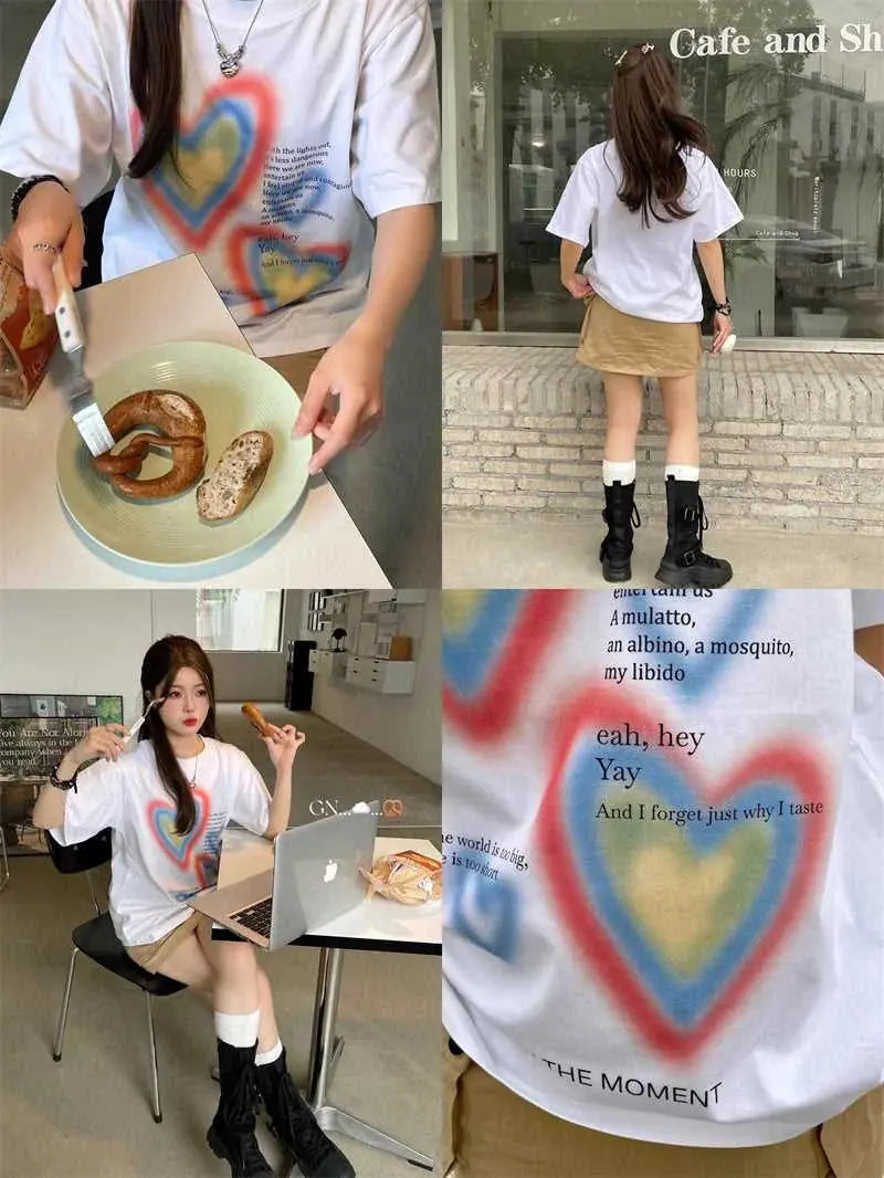 graffiti print t-shirt | spray-painted short sleeve | cotton blend top | energy saving