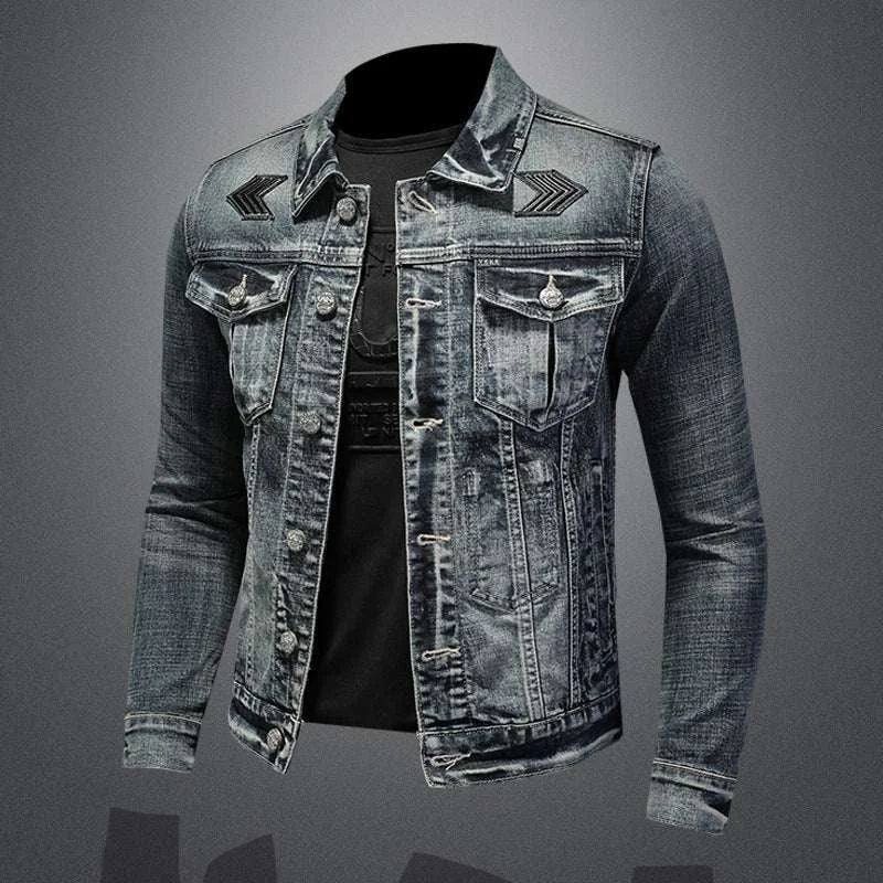 stretch denim jacket for men | slim fit denim jacket | lightweight stretch denim | energy saving