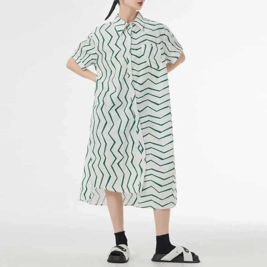 lightweight cotton fabric | breathable summer dress | striped shirt dress | energy saving