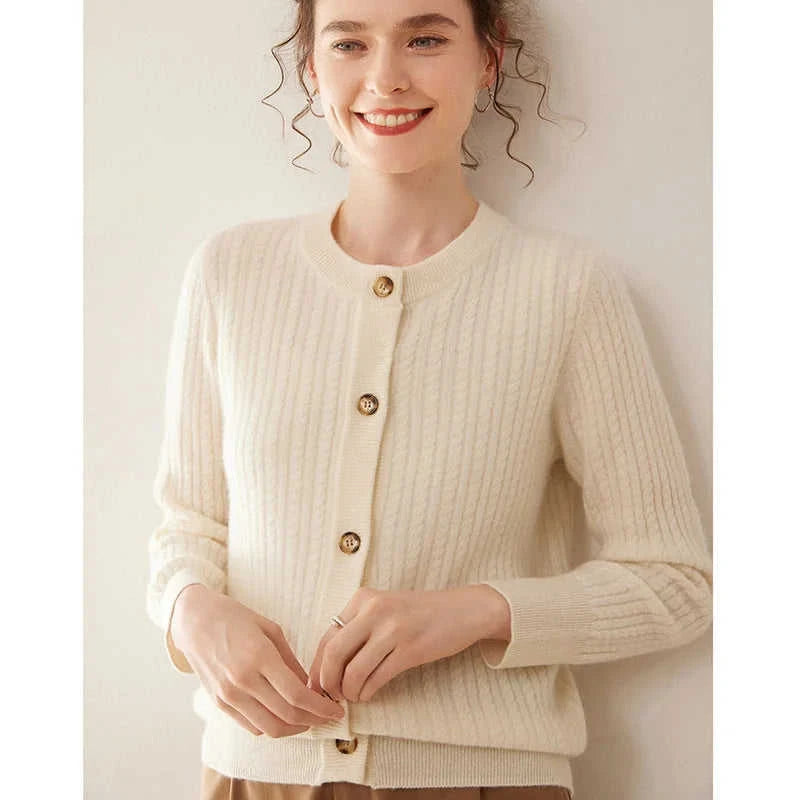 soft cashmere sweater | round neck cardigan | knitted sweater coat | ultrasonic cleaning