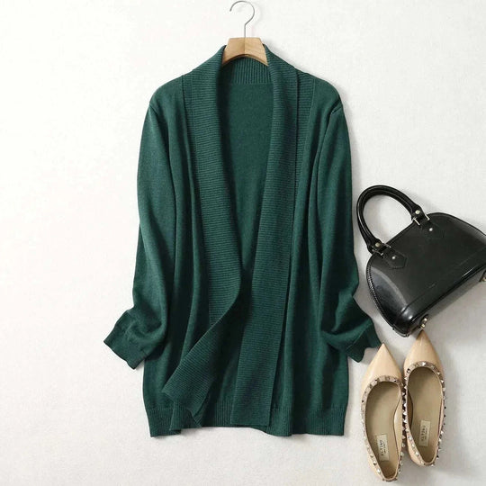 soft cashmere blend cardigan | loose fit long sleeve coat | lightweight knitted sweater | energy saving