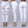 ripped skinny jeans for women | high waist pencil pants | distressed denim trousers | energy saving