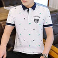 Men's lapel cotton polo shirt