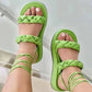 strappy sandals for women | candy color flats | woven summer shoes | ultrasonic cleaning