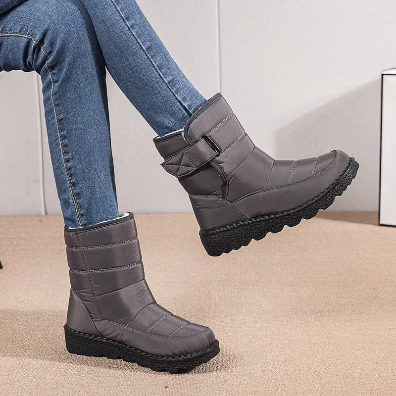 waterproof snow boots | warm plush lining | low heel ankle boots | energy saving